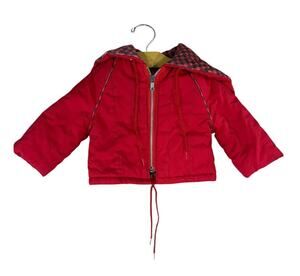 Vintage 12 Months Baby Jacket Red Kids if By Elkay Made In USA Hood